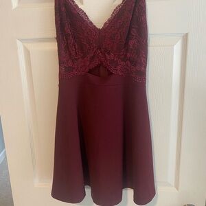 Windsor Burgundy Backless Lace Dress